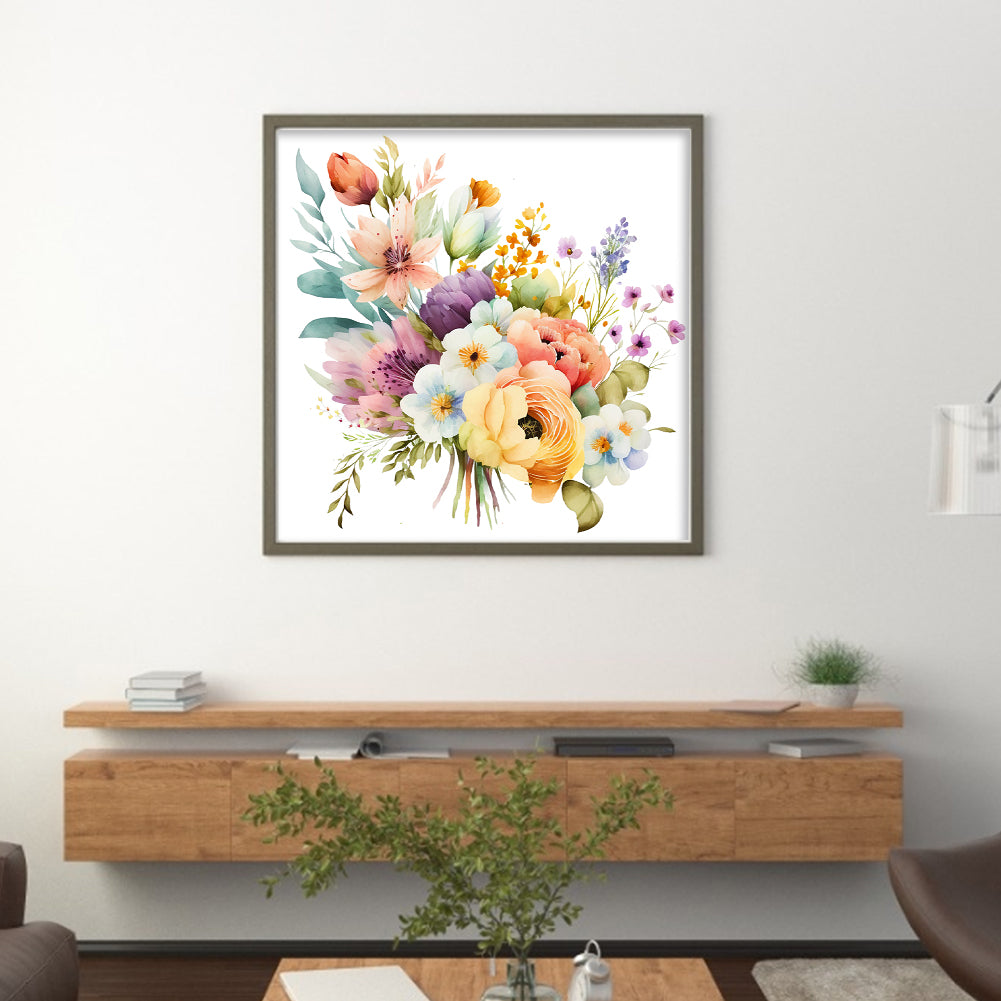 Watercolor Flowers - 11CT Stamped Cross Stitch 45*45CM