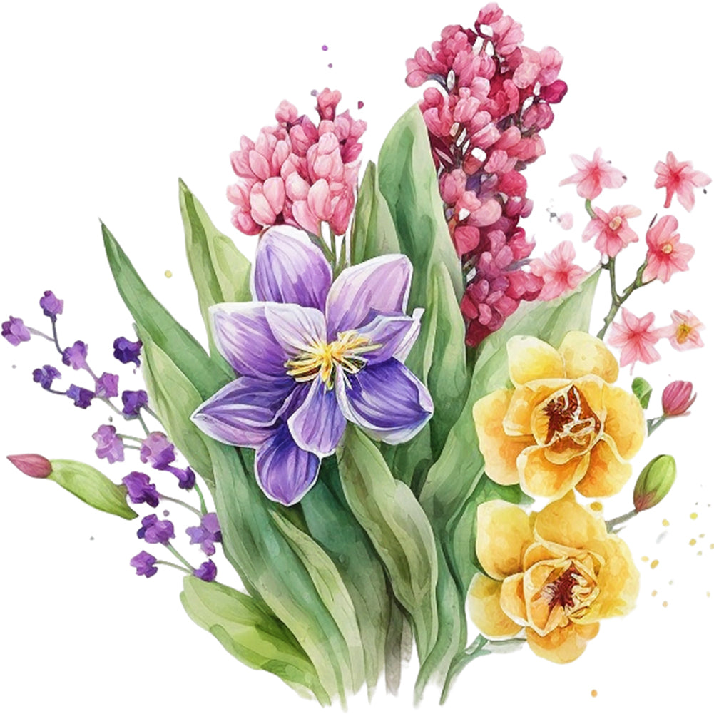 Watercolor Flowers - 11CT Stamped Cross Stitch 45*45CM