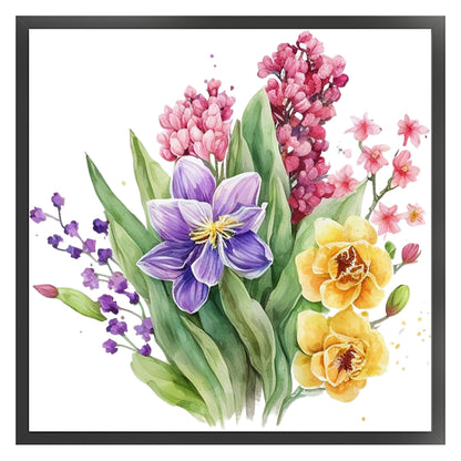 Watercolor Flowers - 11CT Stamped Cross Stitch 45*45CM