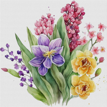 Watercolor Flowers - 11CT Stamped Cross Stitch 45*45CM