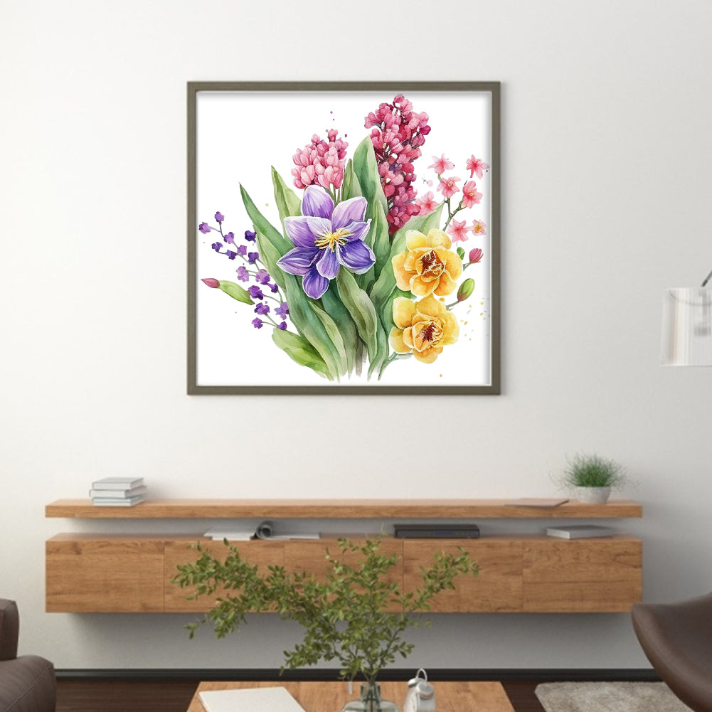 Watercolor Flowers - 11CT Stamped Cross Stitch 45*45CM