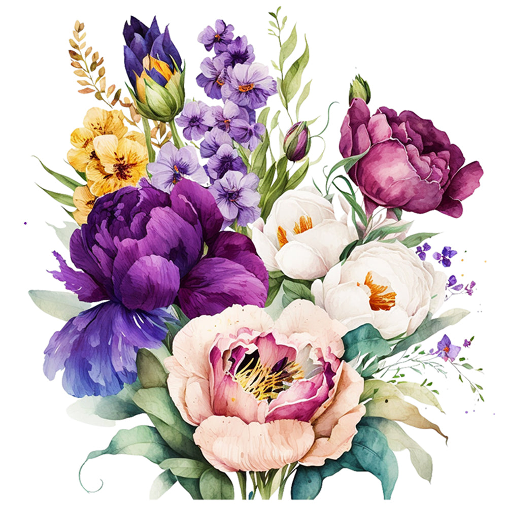 Watercolor Flowers - 11CT Stamped Cross Stitch 45*45CM
