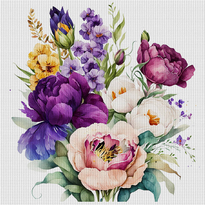 Watercolor Flowers - 11CT Stamped Cross Stitch 45*45CM
