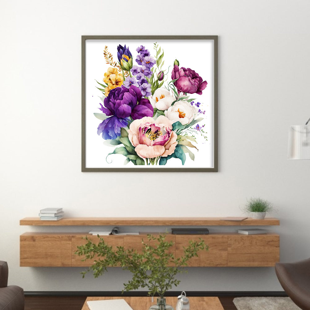 Watercolor Flowers - 11CT Stamped Cross Stitch 45*45CM