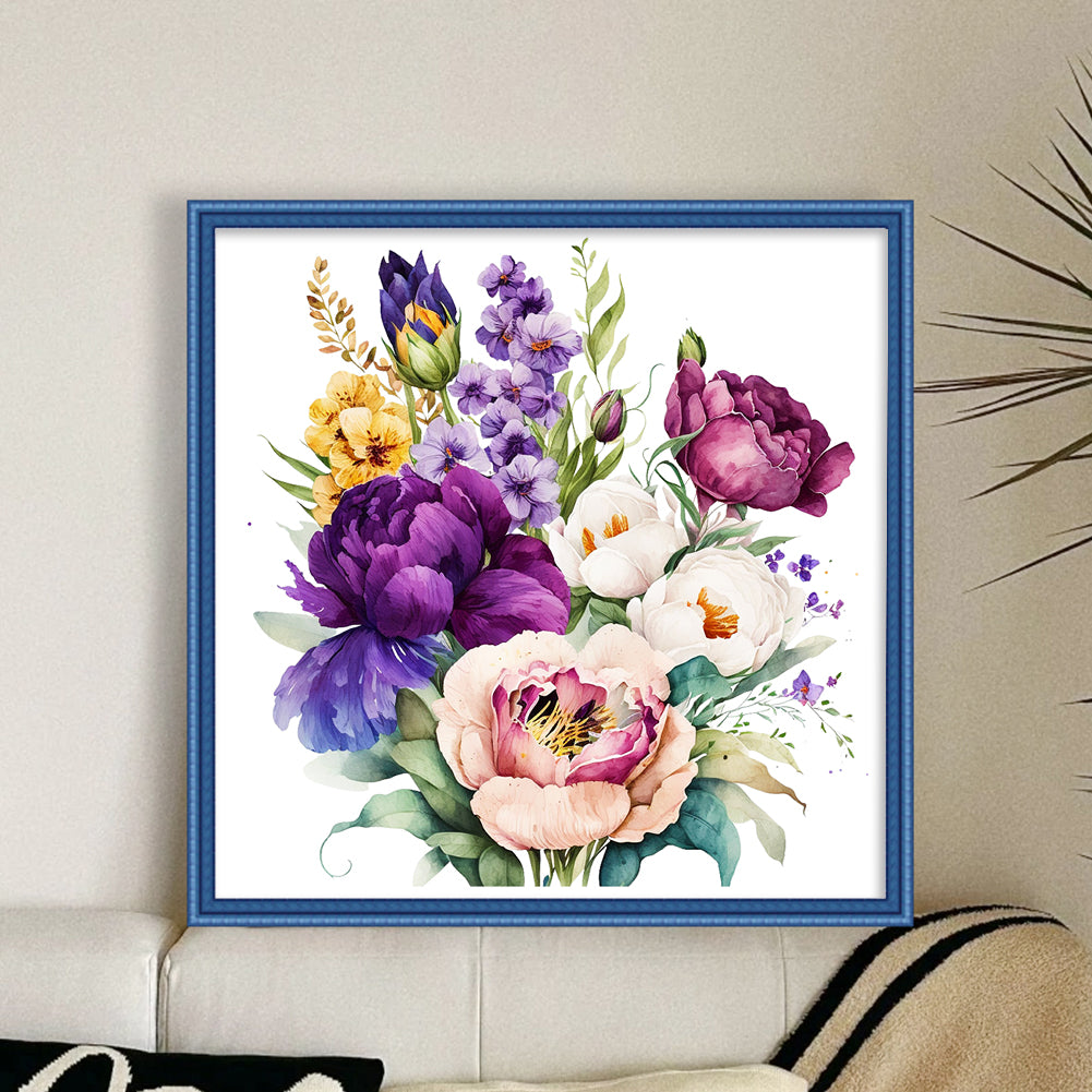 Watercolor Flowers - 11CT Stamped Cross Stitch 45*45CM