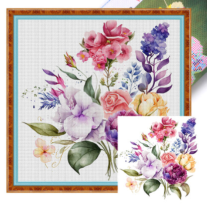 Watercolor Flowers - 11CT Stamped Cross Stitch 45*45CM