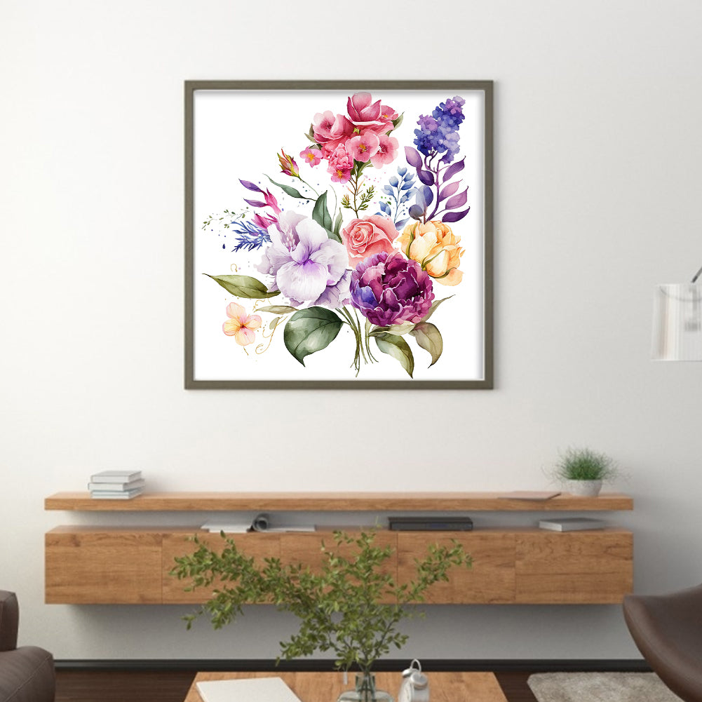 Watercolor Flowers - 11CT Stamped Cross Stitch 45*45CM