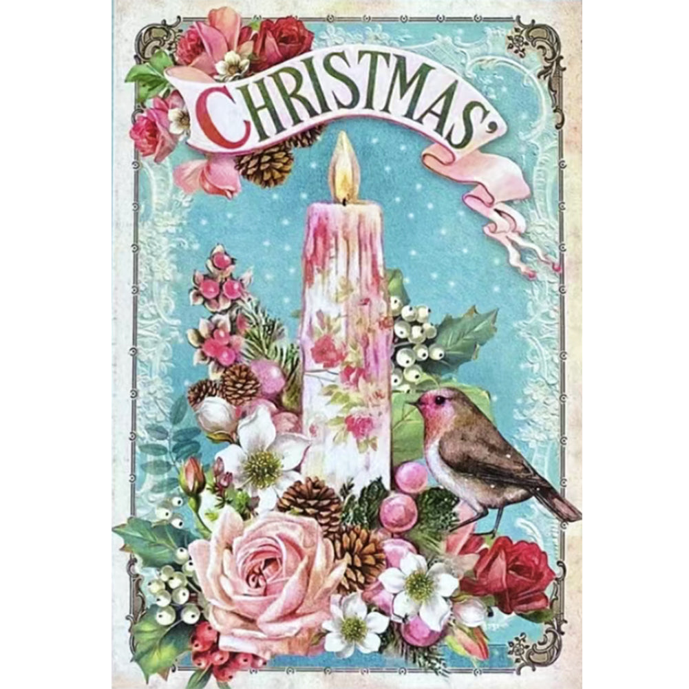 Retro Poster - Christmas Candle Bird - 11CT Stamped Cross Stitch 45*65CM