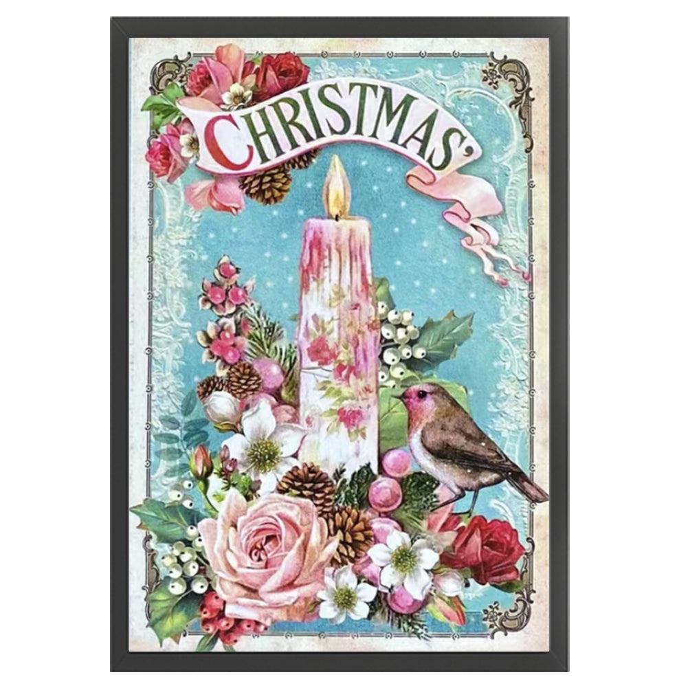 Retro Poster - Christmas Candle Bird - 11CT Stamped Cross Stitch 45*65CM