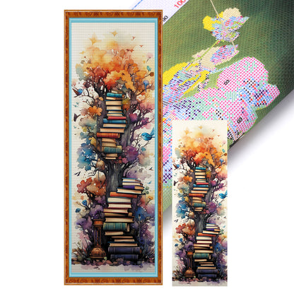 Stack Of Books With Flowers - 11CT Stamped Cross Stitch 30*80CM