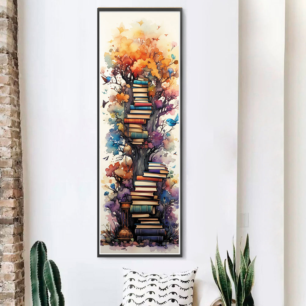 Stack Of Books With Flowers - 11CT Stamped Cross Stitch 30*80CM