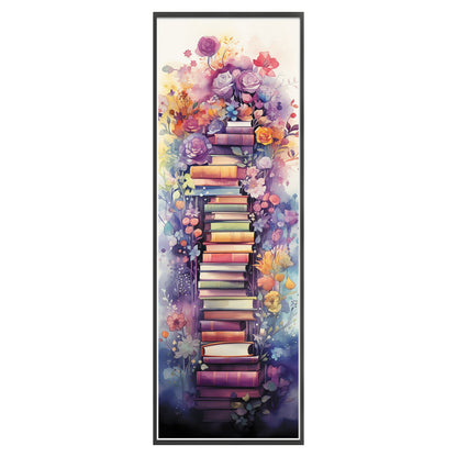 Stack Of Books With Flowers - 11CT Stamped Cross Stitch 30*80CM
