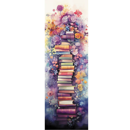 Stack Of Books With Flowers - 11CT Stamped Cross Stitch 30*80CM