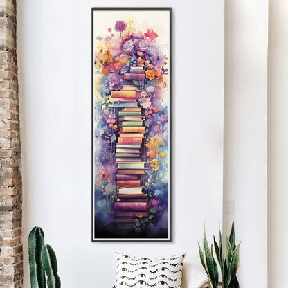 Stack Of Books With Flowers - 11CT Stamped Cross Stitch 30*80CM