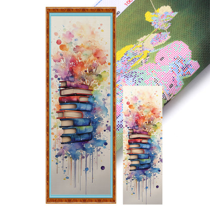 Stack Of Books With Flowers - 11CT Stamped Cross Stitch 30*80CM