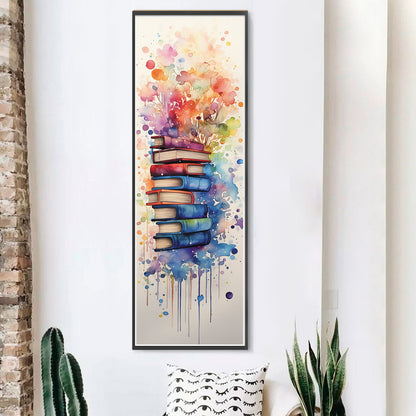 Stack Of Books With Flowers - 11CT Stamped Cross Stitch 30*80CM