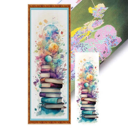 Stack Of Books With Flowers - 11CT Stamped Cross Stitch 30*80CM
