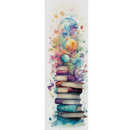 Stack Of Books With Flowers - 11CT Stamped Cross Stitch 30*80CM