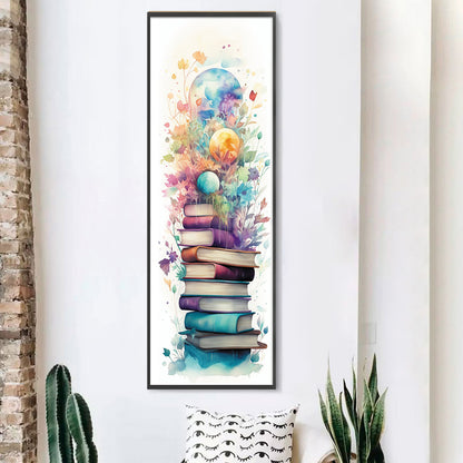 Stack Of Books With Flowers - 11CT Stamped Cross Stitch 30*80CM