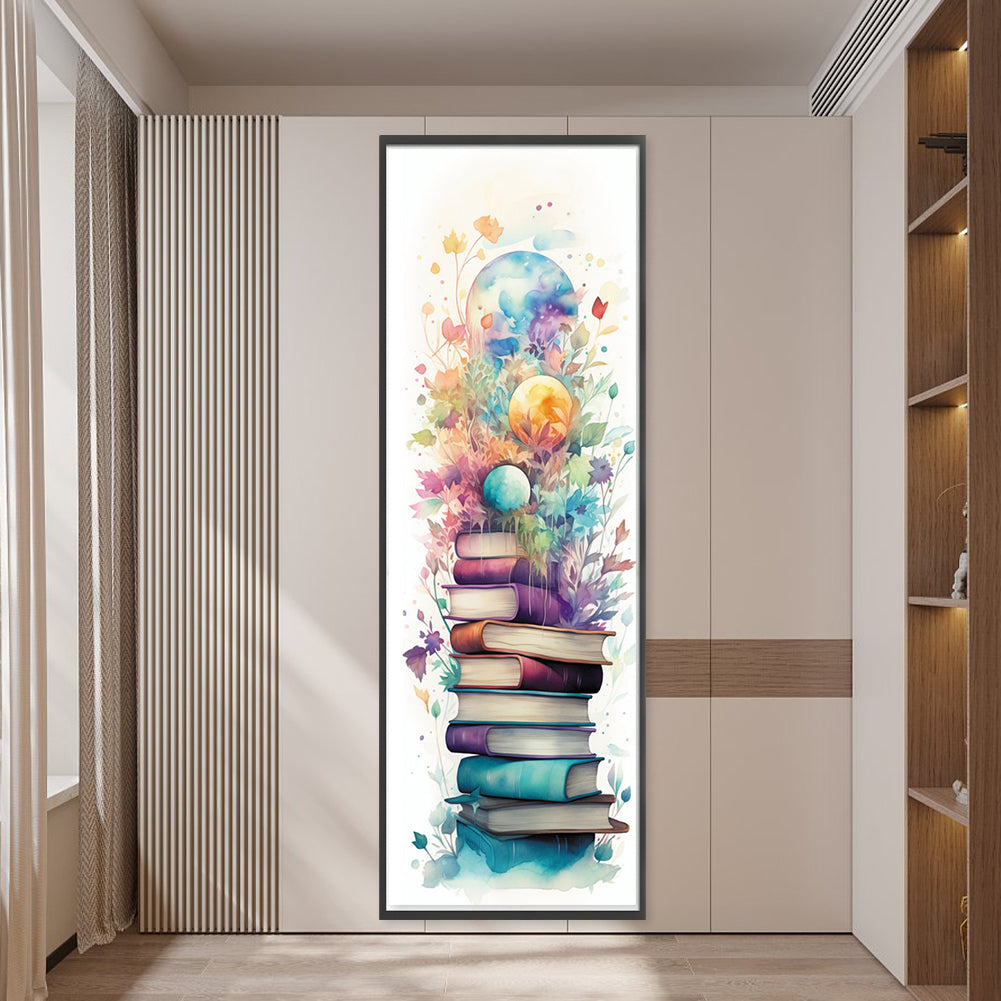 Stack Of Books With Flowers - 11CT Stamped Cross Stitch 30*80CM