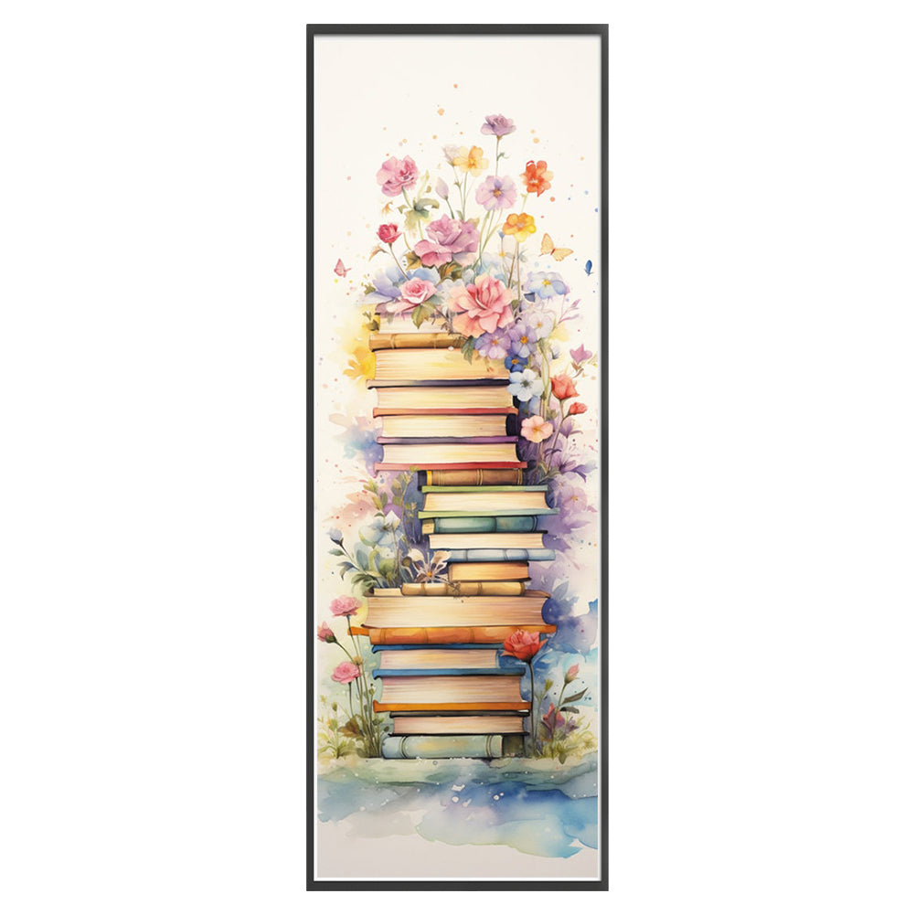 Stack Of Books With Flowers - 11CT Stamped Cross Stitch 30*80CM