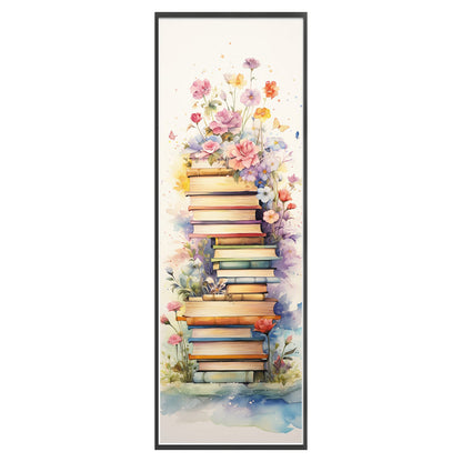 Stack Of Books With Flowers - 11CT Stamped Cross Stitch 30*80CM