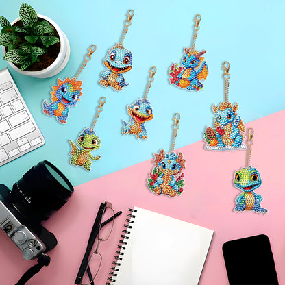 8PCS Double Sided Special Shape Diamond Art Keyring Baby Dinosaur (YS272)