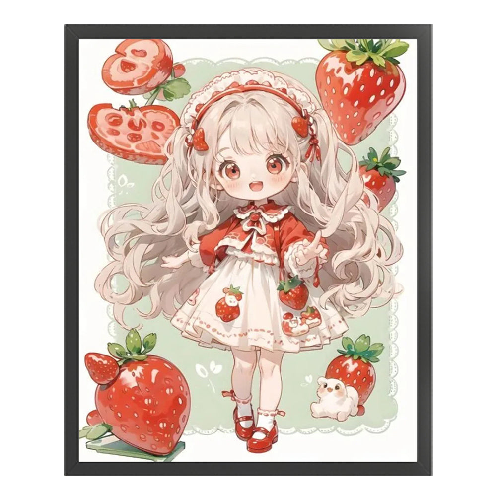 Strawberry Girl - 11CT Stamped Cross Stitch 40*50CM