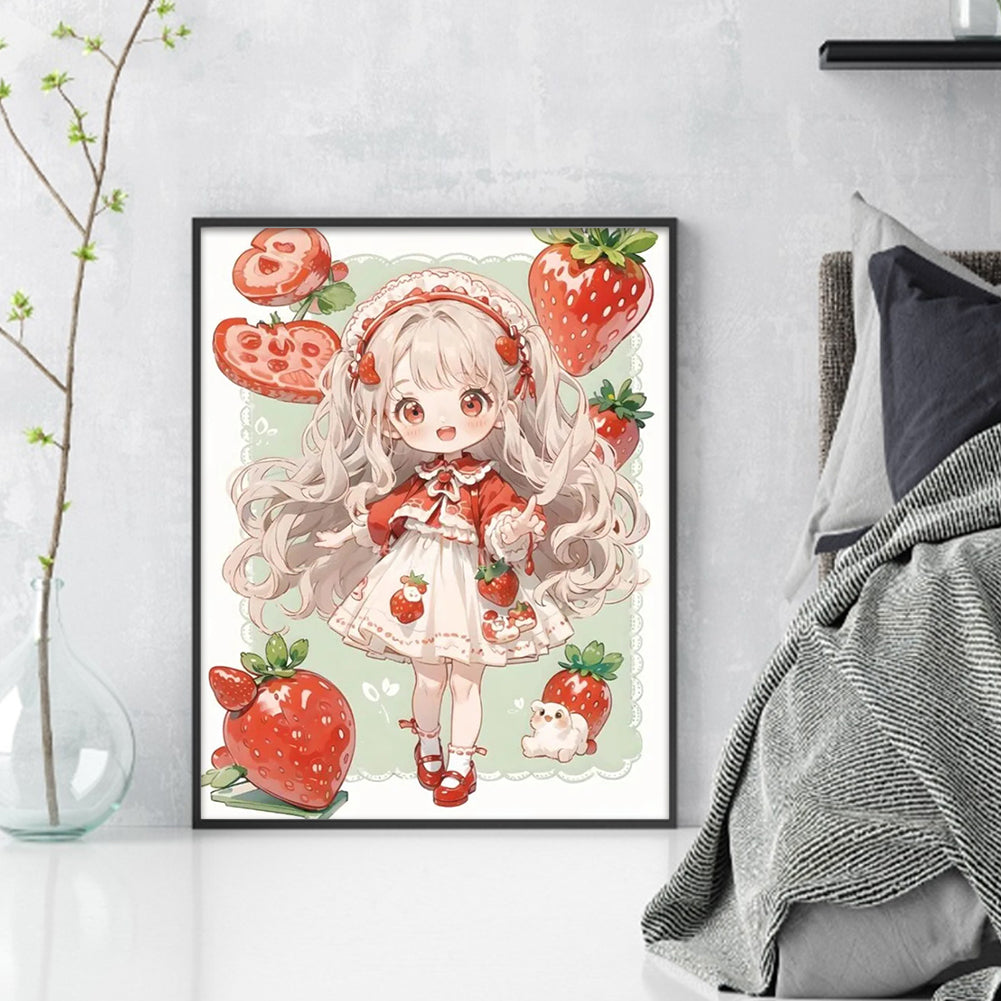 Strawberry Girl - 11CT Stamped Cross Stitch 40*50CM