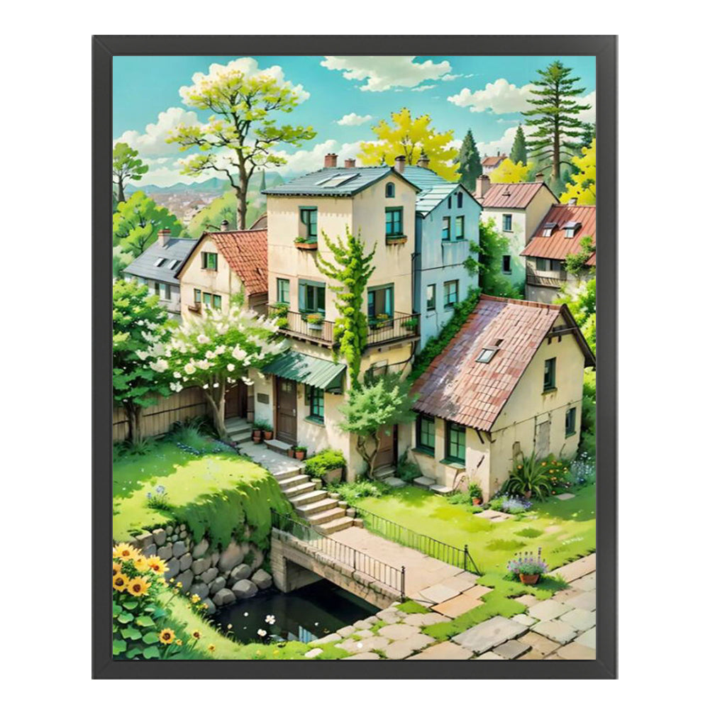 Small Town Houses - 14CT Stamped Cross Stitch 40*50CM