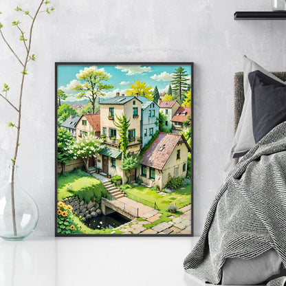 Small Town Houses - 14CT Stamped Cross Stitch 40*50CM