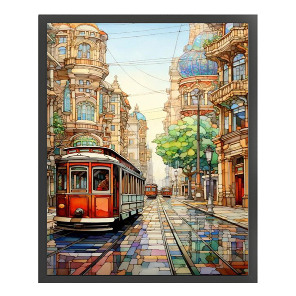 City Street - 14CT Stamped Cross Stitch 40*50CM