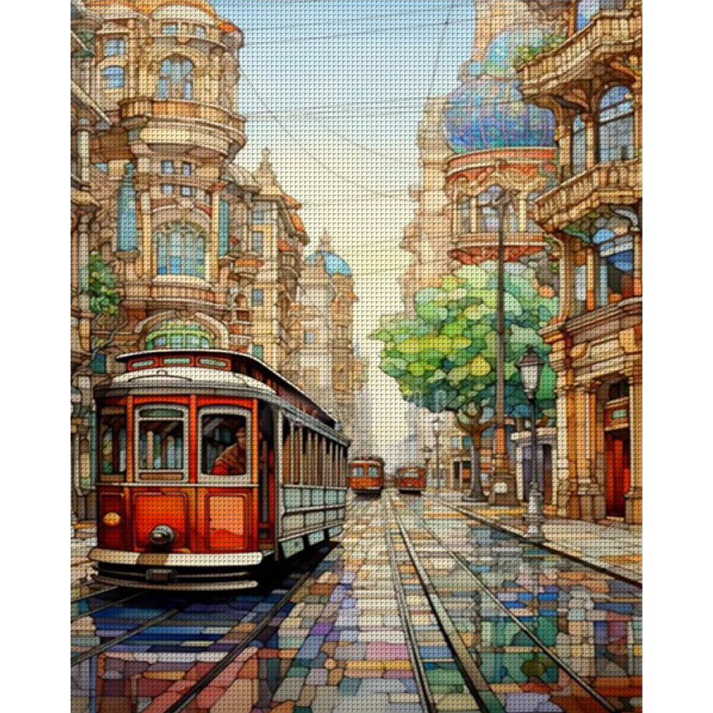 City Street - 14CT Stamped Cross Stitch 40*50CM