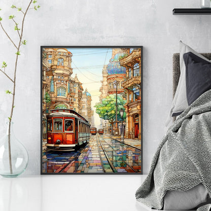 City Street - 14CT Stamped Cross Stitch 40*50CM