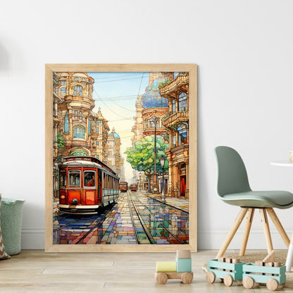 City Street - 14CT Stamped Cross Stitch 40*50CM