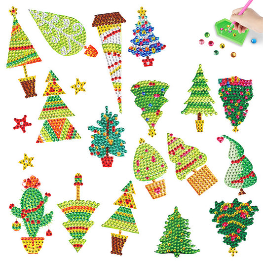 2PCS Gem Art DIY Craft Kit Diamond Painting Sticker (Christmas Tree)