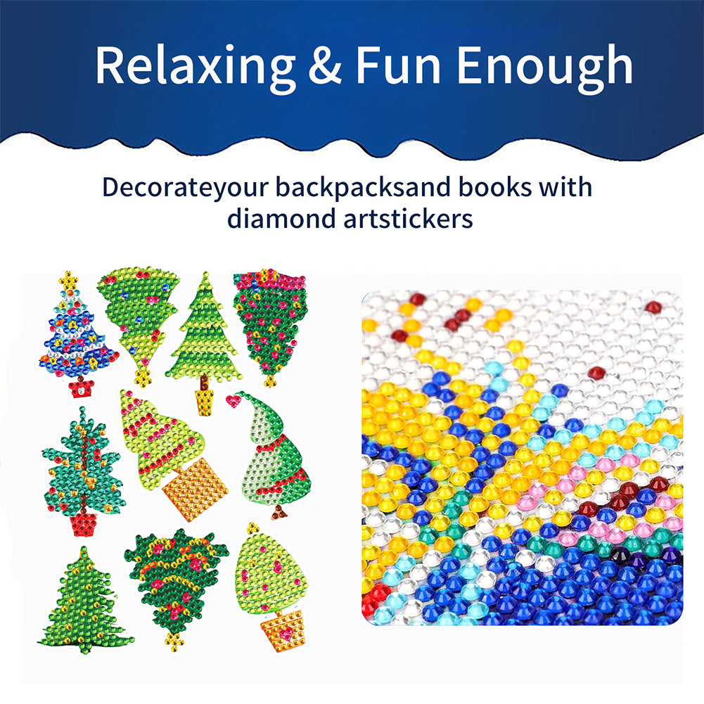 2PCS Gem Art DIY Craft Kit Diamond Painting Sticker (Christmas Tree)