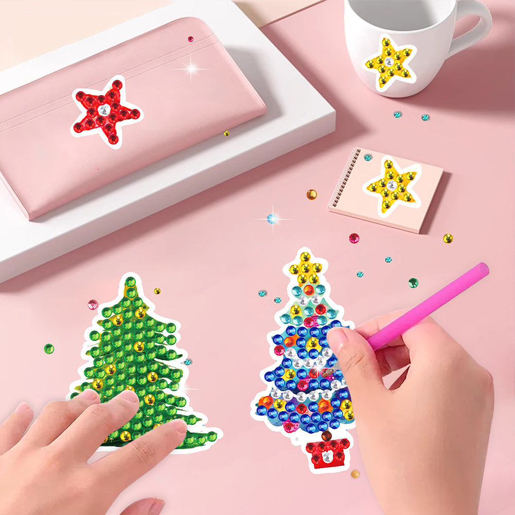 2PCS Gem Art DIY Craft Kit Diamond Painting Sticker (Christmas Tree)