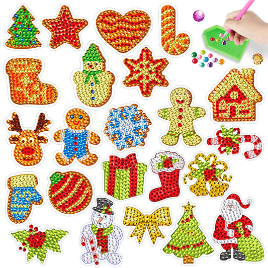 2PCS Gem Art DIY Craft Kit Diamond Painting Sticker (Christmas Element BT407)