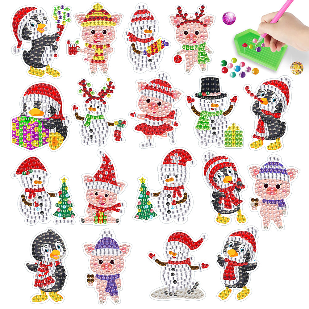 2PCS Gem Art DIY Craft Kit Diamond Painting Sticker (Christmas Creatures BT412)