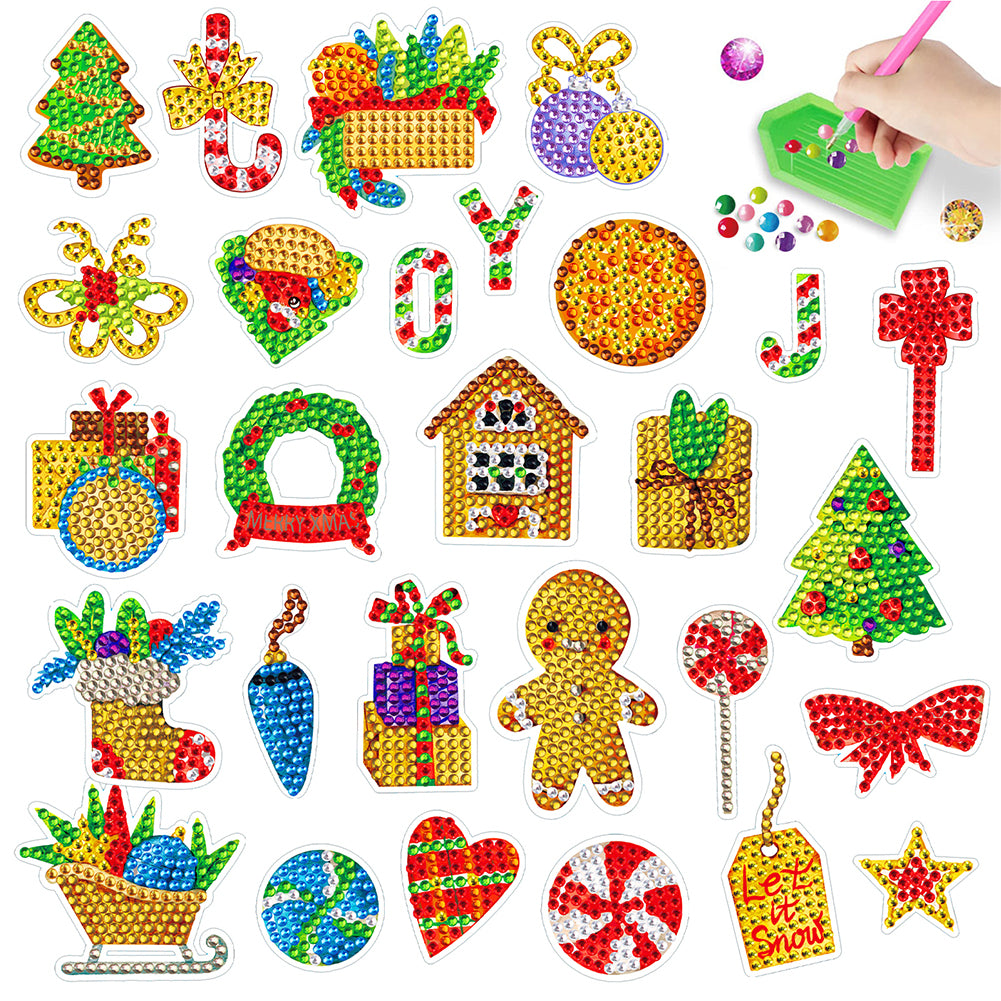 2PCS Gem Art DIY Craft Kit Diamond Painting Sticker (Christmas Critters BT415)