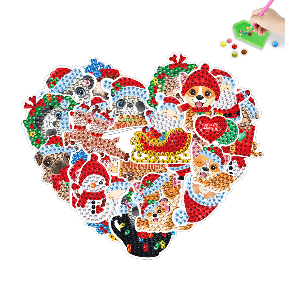 2PCS Gem Art DIY Craft Kit Diamond Painting Sticker (Christmas Creatures BT422)