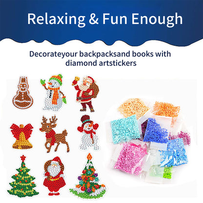 2PCS Gem Art DIY Craft Kit Diamond Painting Sticker (Christmas Cartoon)