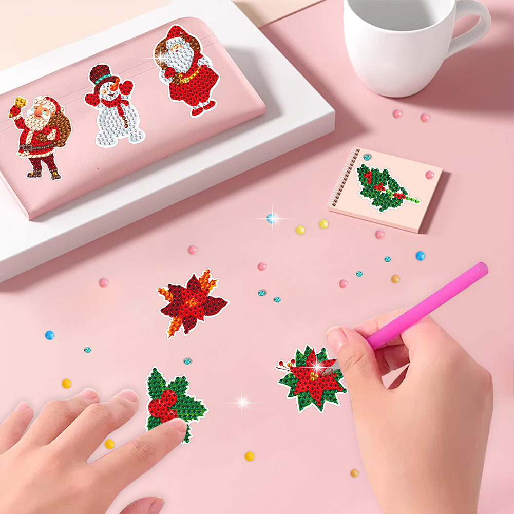 2PCS Gem Art DIY Craft Kit Diamond Painting Sticker (Christmas Cartoon)