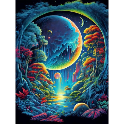 Fantasy Mirror Under The Moon - Full Round Drill Diamond Painting 30*40CM