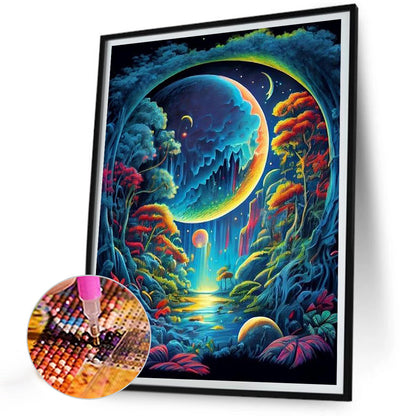 Fantasy Mirror Under The Moon - Full Round Drill Diamond Painting 30*40CM