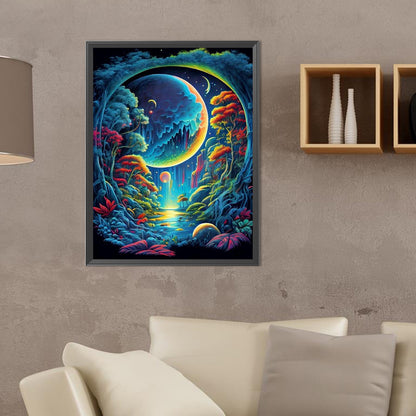 Fantasy Mirror Under The Moon - Full Round Drill Diamond Painting 30*40CM