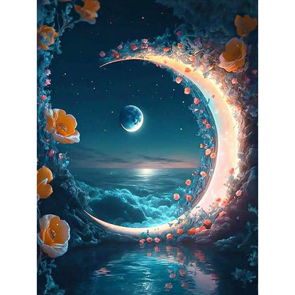 Fantasy Mirror Under The Moon - Full Round Drill Diamond Painting 30*40CM