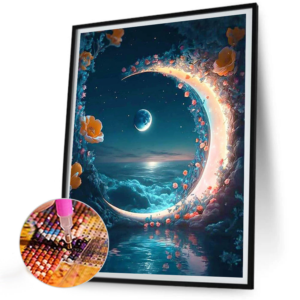 Fantasy Mirror Under The Moon - Full Round Drill Diamond Painting 30*40CM