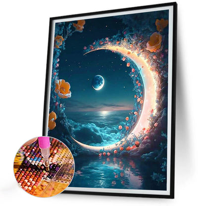 Fantasy Mirror Under The Moon - Full Round Drill Diamond Painting 30*40CM
